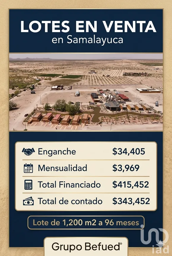Terreno en Venta en Samalayuca, Juárez, Chihuahua | NEX-298188 | iad México | Foto 1 de 10