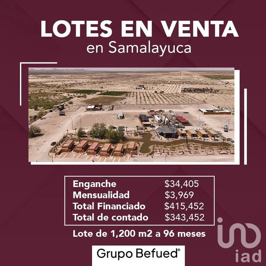 Terreno en Venta en Samalayuca, Juárez, Chihuahua | NEX-256345 | iad México | Foto 1 de 6