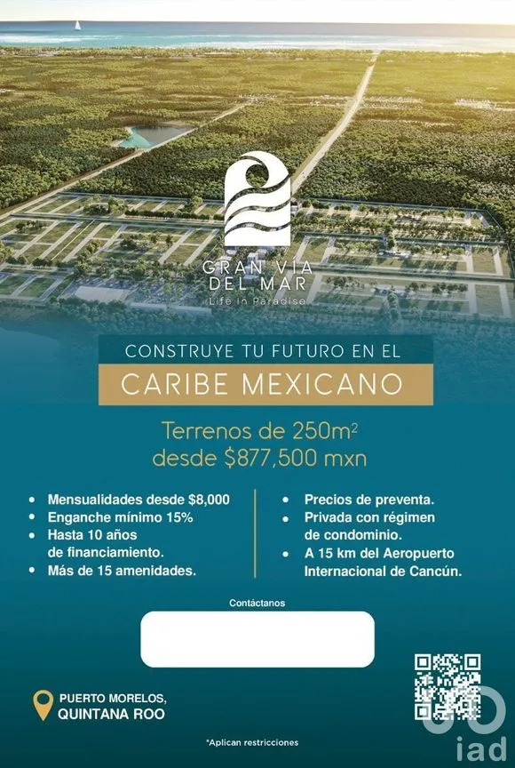 Terreno en Venta en Puerto Morelos, Puerto Morelos, Quintana Roo | NEX-226663 | iad México | Foto 1 de 7