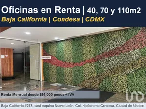 NEX-277425 - Oficina en Renta, con 2 baños, con 70 m2 de construcción en Hipódromo Condesa, CP 06170, Ciudad de México.
