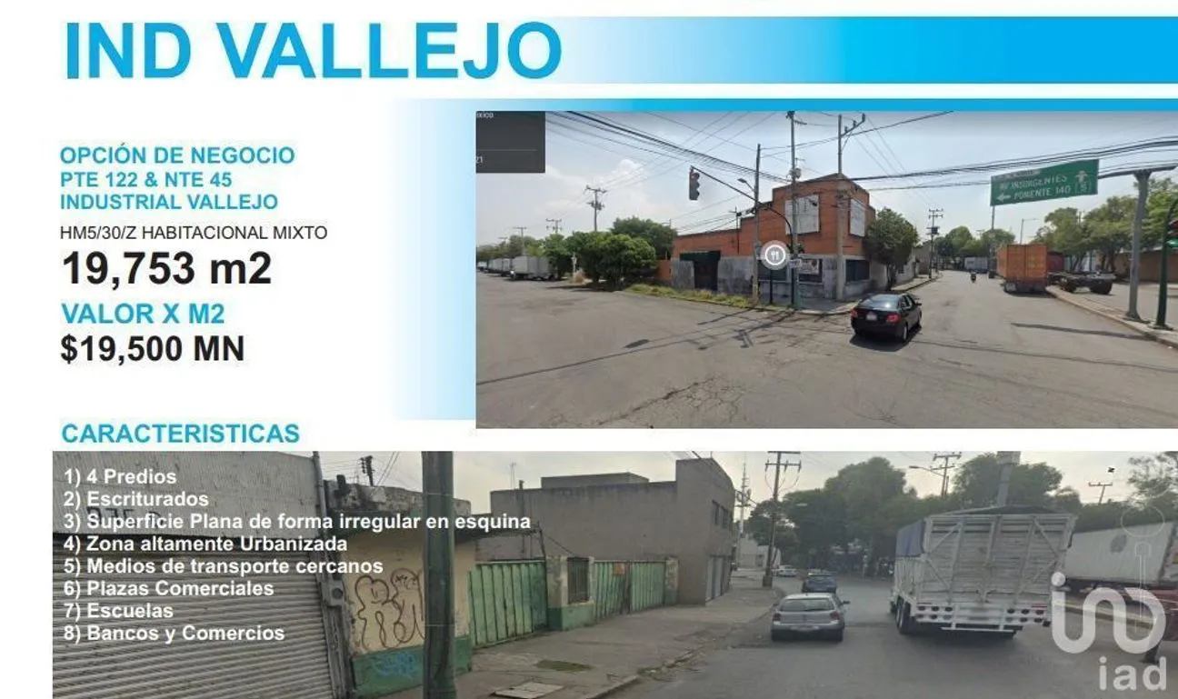 Terreno en Venta en Industrial Vallejo, Azcapotzalco, Ciudad de México | NEX-231237 | iad México | Foto 3 de 4