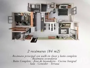 NEX-152900 - Departamento en Venta, con 2 recamaras, con 2 baños, con 84 m2 de construcción en Fundadores, CP 77712, Quintana Roo.